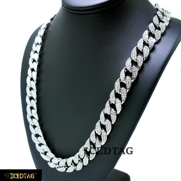 Iced Out White Gold PT Gucci and Miami Necklace - Picture 4 of 6
